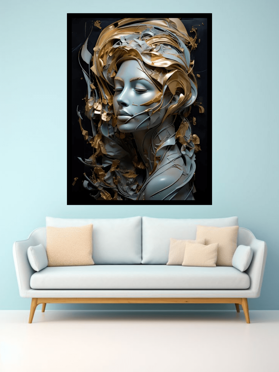 Luxury abstract wall decor with elegant golden accents